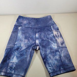 Women's A Core Spandex Blue Tie Die Biker Work Out Shorts - Size Small 23" Waist